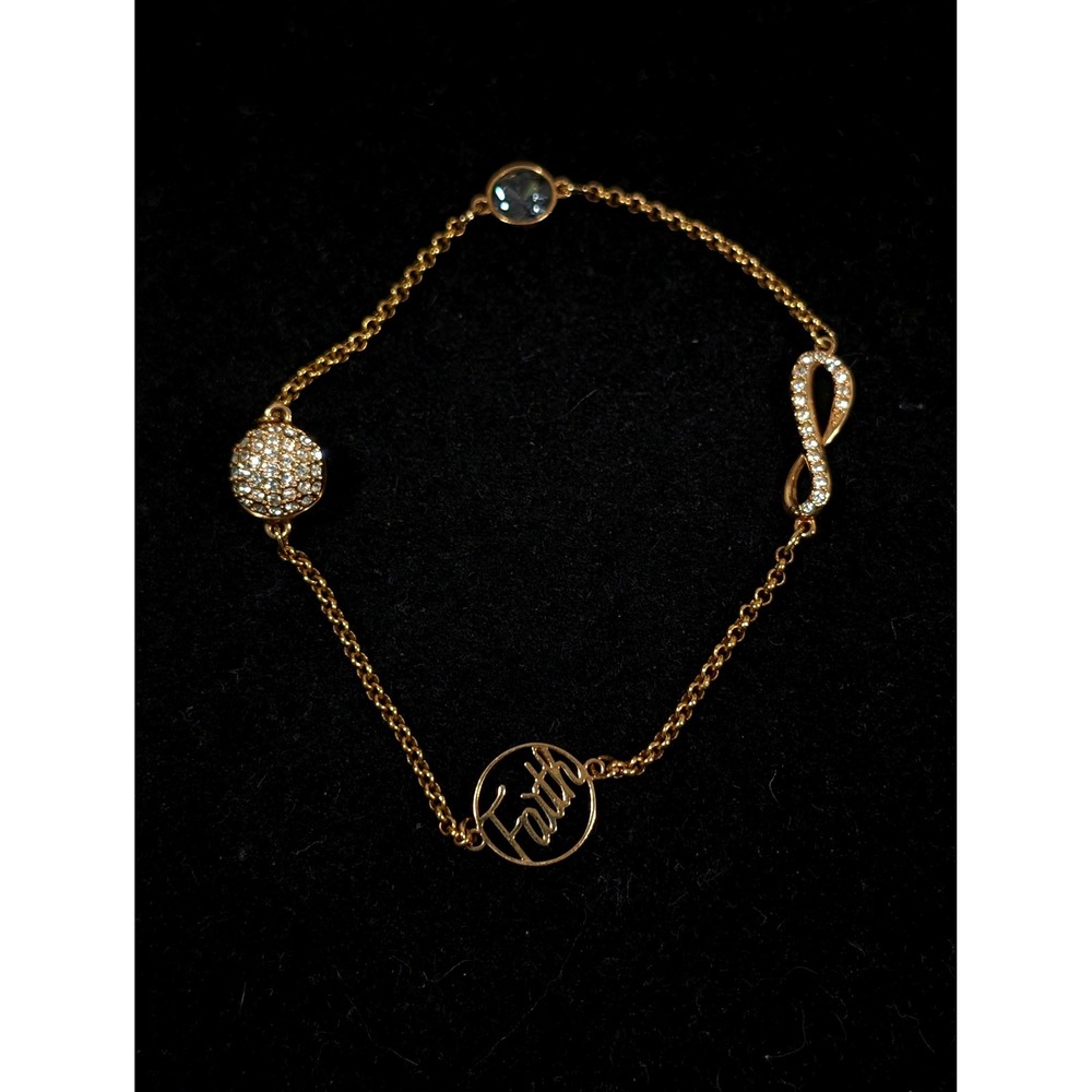 Swarovski Remix Collection Infinity Faith Bracelet Gold Tone Crystal 7"